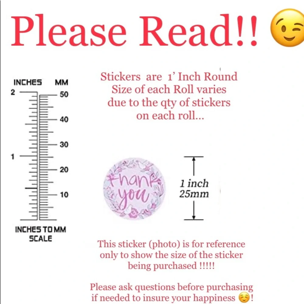100ct~ 1” Thank You Design Stickers (Boutique) 💐🆕💐 (2 For $12)